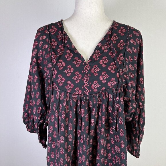 Beach Lunch Lounge NWT Krissi Dress Size Medium Knee Length Black Red Boho - Picture 5 of 12